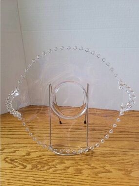 Vintage very old Clear Glass Beaded Edge Serving Platter
